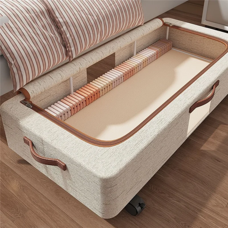 Extra Large Under-Bed Storage Box with Wheels Large Capacity Visible Clothes Organizer Dust-Proof Storage Bin for Home