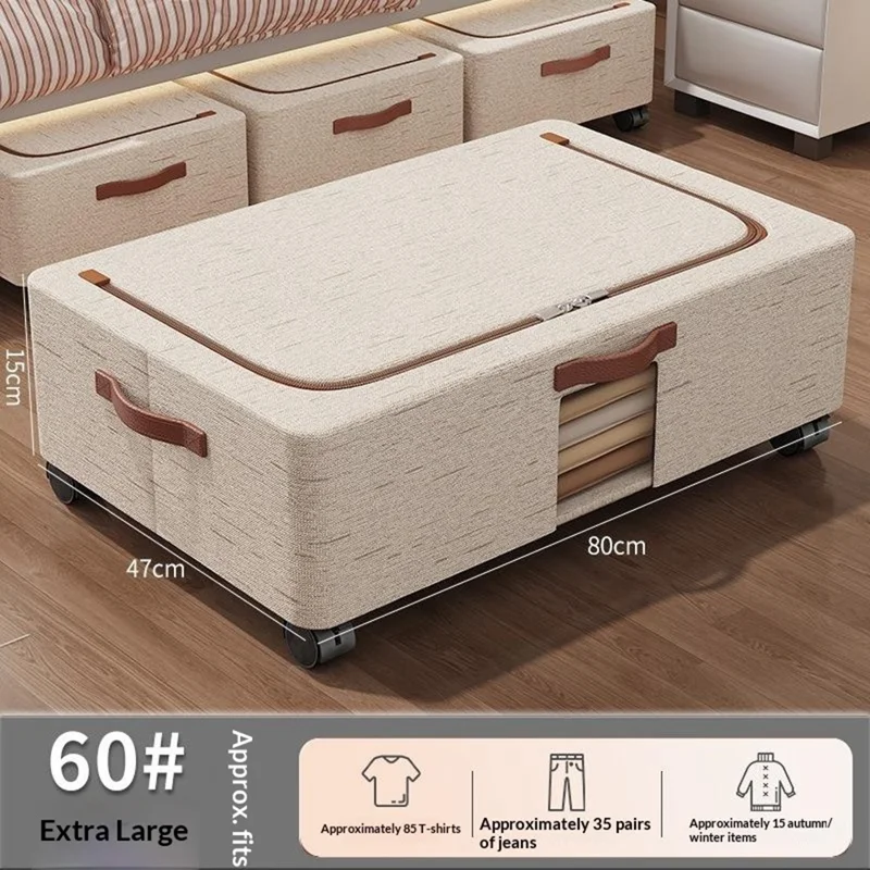 Oversized Under-Bed Storage Box with Wheels Large Capacity Visible Clothes Organizer Dust-Proof Storage Bin for Home