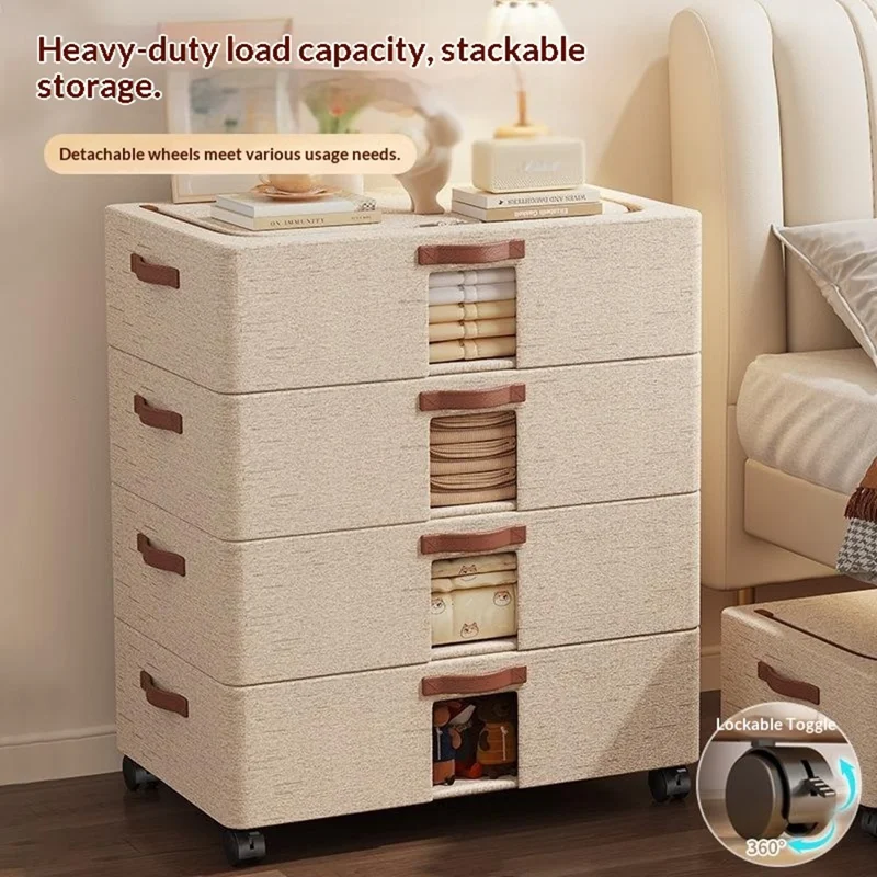 Oversized Under-Bed Storage Box with Wheels Large Capacity Visible Clothes Organizer Dust-Proof Storage Bin for Home