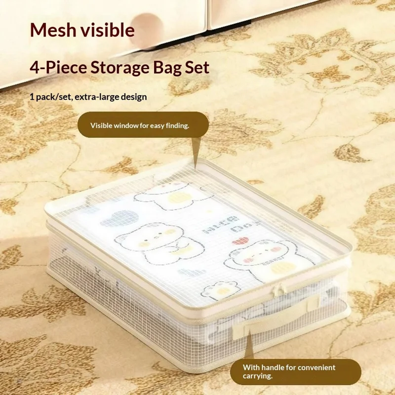 PVC Net Storage Bag Large Capacity Mesh Quilt Organizer Dustproof Household Bag