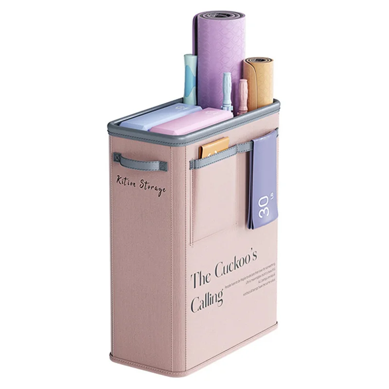 Seau de Rangement Pliable pour Tapis de Yoga, Gain de Place, Cadre en Acier, Organisateur d'Équipement Sportif - Rose