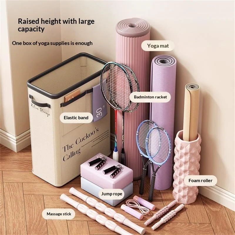 Seau de Rangement Pliable pour Tapis de Yoga, Gain de Place, Cadre en Acier, Organisateur d'Équipement Sportif - Rose