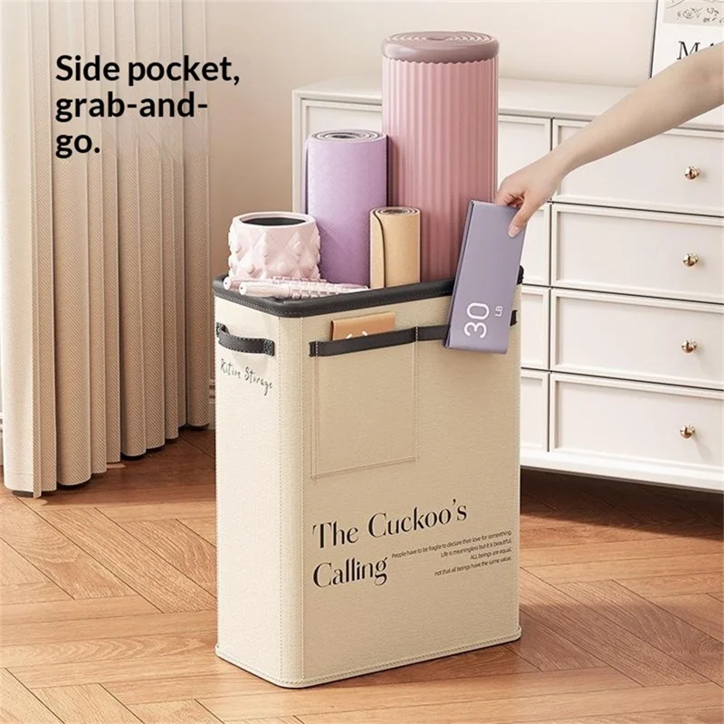 Seau de Rangement Pliable pour Tapis de Yoga, Gain de Place, Cadre en Acier, Organisateur d'Équipement Sportif - Rose