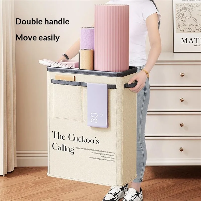 Seau de Rangement Pliable pour Tapis de Yoga, Gain de Place, Cadre en Acier, Organisateur d'Équipement Sportif - Rose