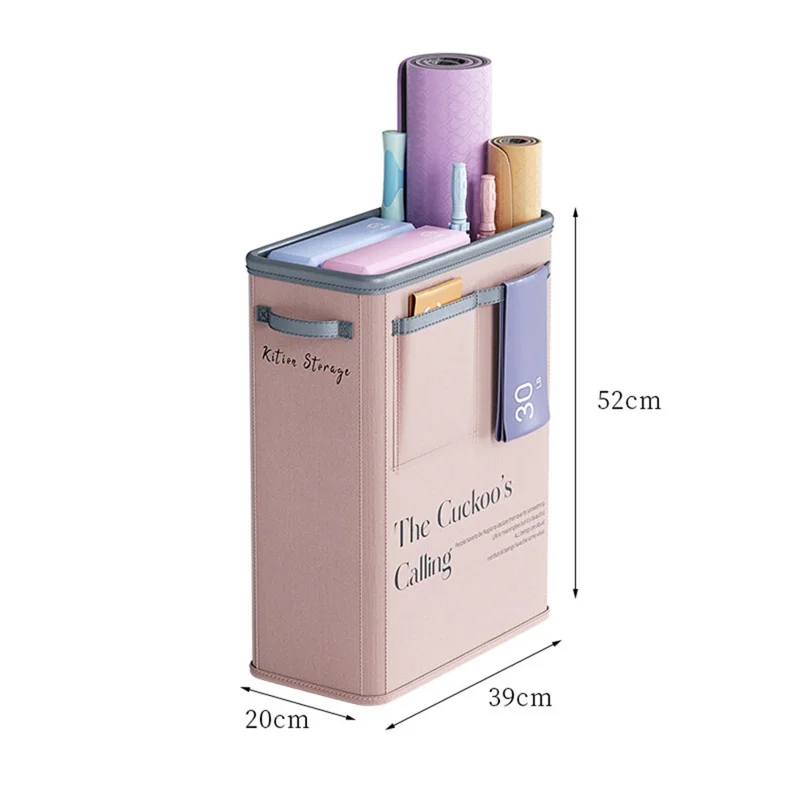 Seau de Rangement Pliable pour Tapis de Yoga, Gain de Place, Cadre en Acier, Organisateur d'Équipement Sportif - Rose