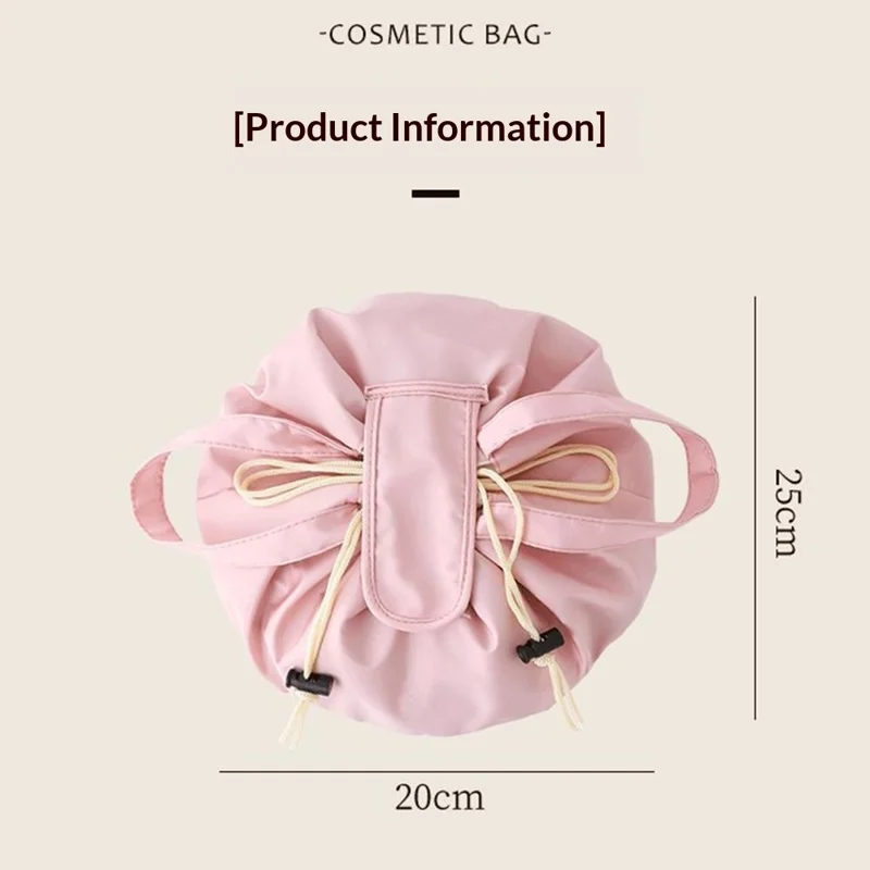 Grande trousse à cordon de serrage rose capacité élevée, portable, résistante à l'usure, organisateur de toilette pour usage quotidien et voyage