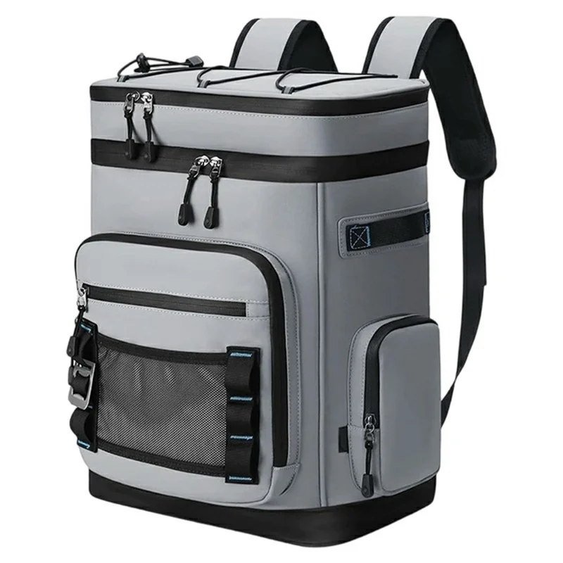 Sac à dos isolé Glacière Sac à lunch Sac de conservation des aliments portable pour camping en plein air pique-nique - Gris