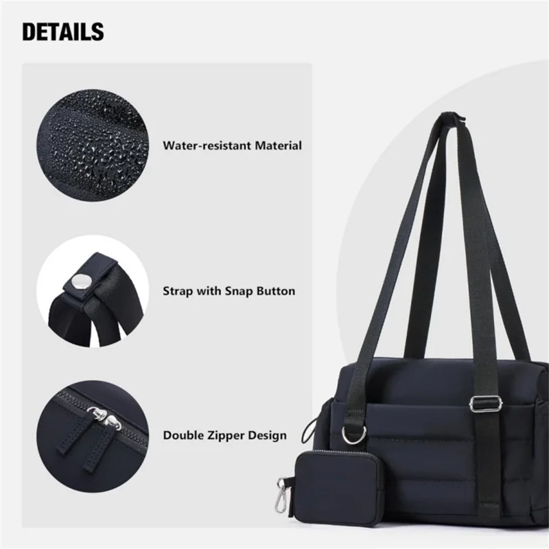 Grand sac à main multifonction avec séparation sec/mouillé, sac de sport avec bandoulière réglable et porte-monnaie amovible - Noir