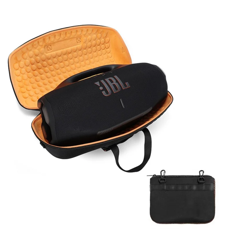 For JBL Boombox 4 Speaker Carrying Case Portable Protective Storage Bag Shockproof with Shoulder Strap - Black  /  Orange
