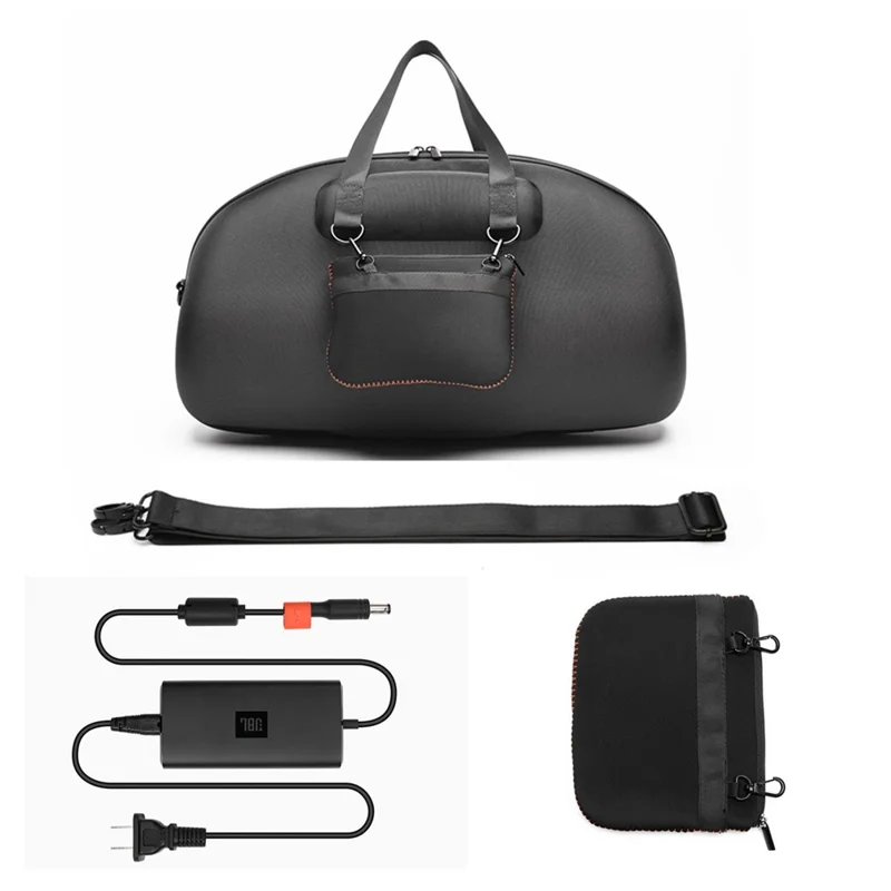 For JBL Boombox 4 Speaker Carrying Case Portable Protective Storage Bag Shockproof with Shoulder Strap - Black  /  Orange