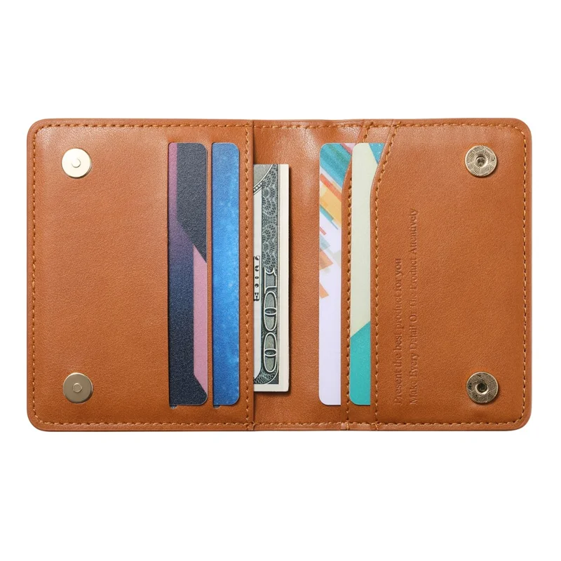 Anti Theft RFID Blocking Zippered Wallet Card Holder Compact Cash Organizer Multiple Card Slots - Brown
