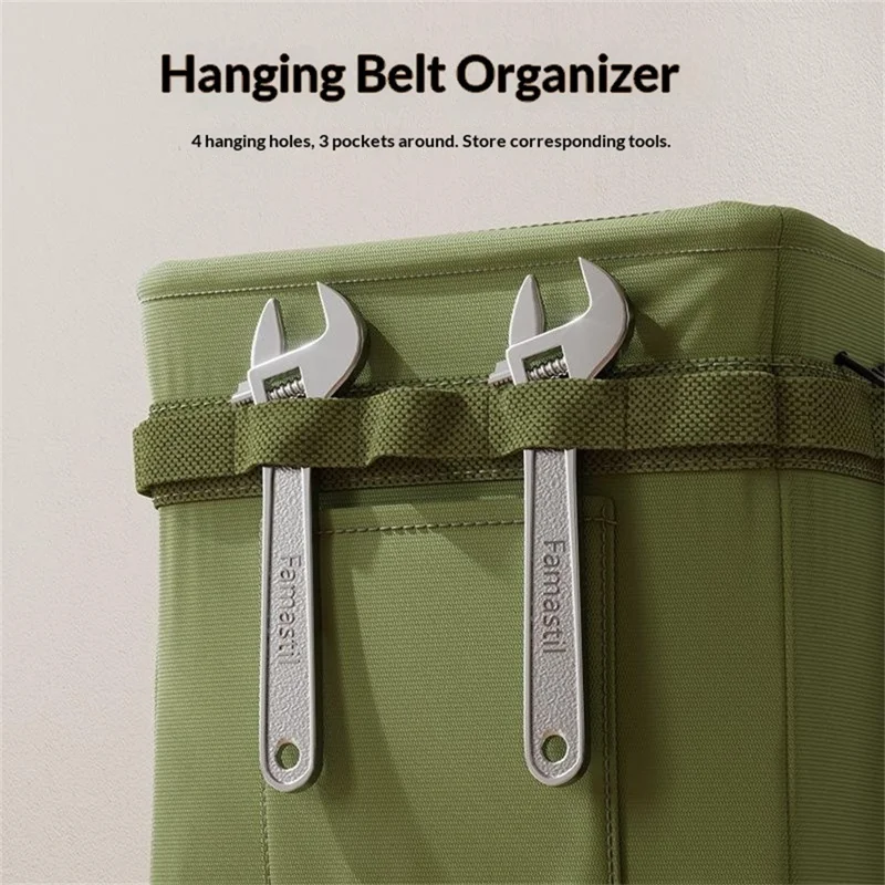 Multi-Function Foldable Storage Bag Oxford Fabric Tool Organizer with Side Pockets Reinforced Steel Frame