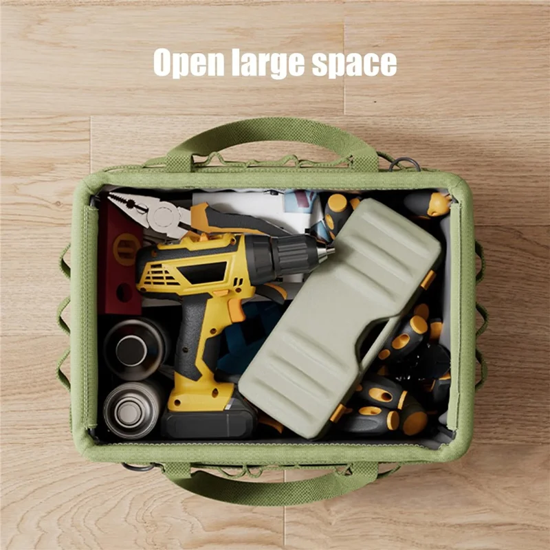 Multi-Function Foldable Storage Bag Oxford Fabric Tool Organizer with Side Pockets Reinforced Steel Frame