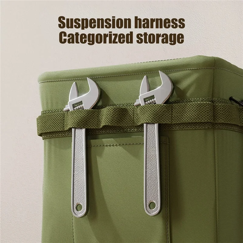 Multi-Function Foldable Storage Bag Oxford Fabric Tool Organizer with Side Pockets Reinforced Steel Frame