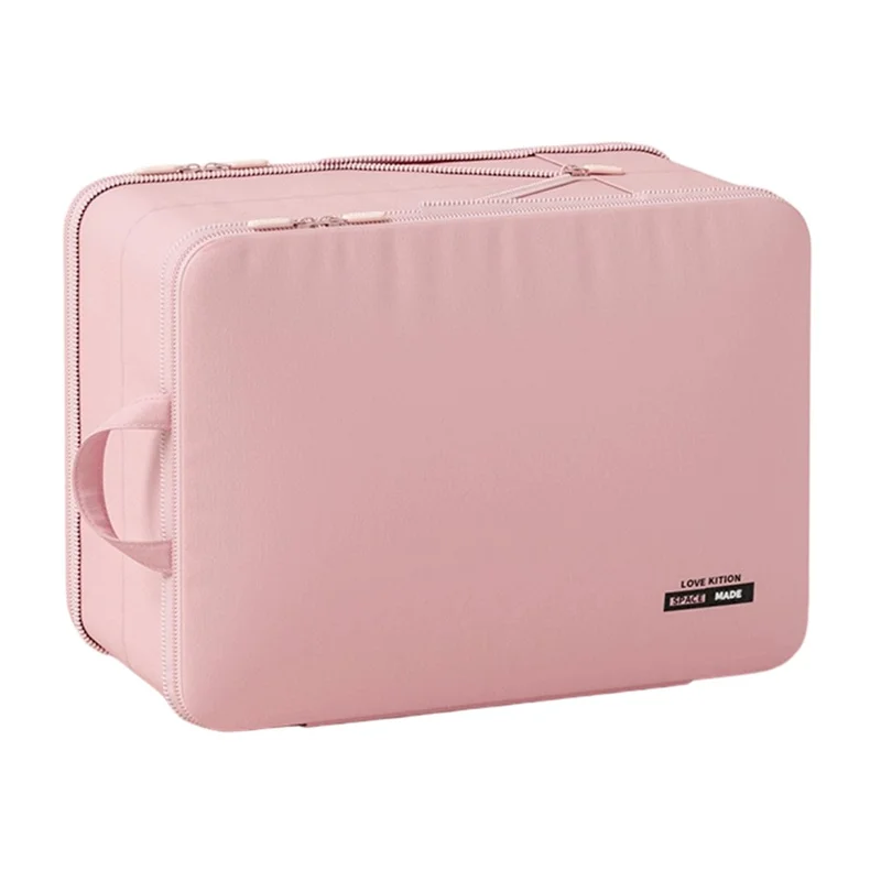 45 x 35 x 25cm Potable Storage Bag Double Layer Expandable Underwear Clothing Organizer for Travel - Pink