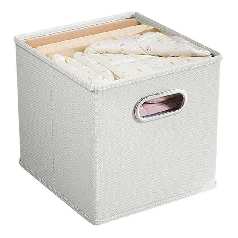 Boîte de rangement pliable en tissu Oxford, style tiroir, organisateur grande capacité pour vêtements, livres, jouets, 28 x 28 x 28 cm - Gris