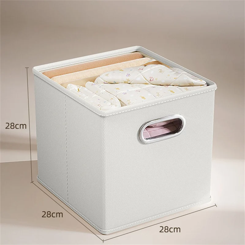 Boîte de rangement pliable en tissu Oxford, style tiroir, organisateur grande capacité pour vêtements, livres, jouets, 28 x 28 x 28 cm - Gris