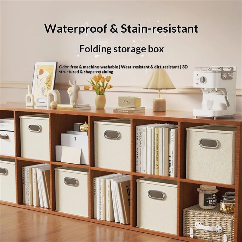 Boîte de rangement pliable en tissu Oxford, style tiroir, organisateur grande capacité pour vêtements, livres, jouets, 28 x 28 x 28 cm - Gris