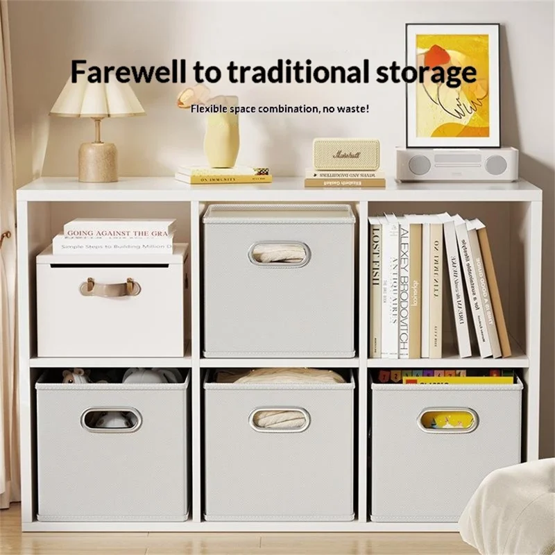 Boîte de rangement pliable en tissu Oxford, style tiroir, organisateur grande capacité pour vêtements, livres, jouets, 28 x 28 x 28 cm - Gris