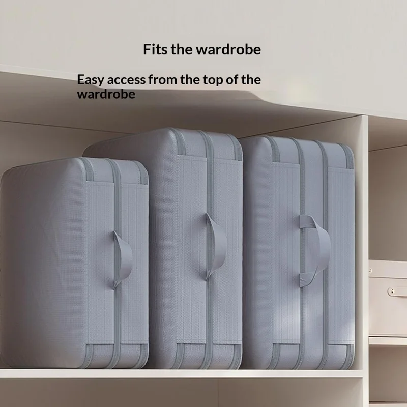 Size L 3-Layer Compression Storage Bag Imitation Memory Fabric Travel Packing Cubes Expandable Luggage Organizer - Grey