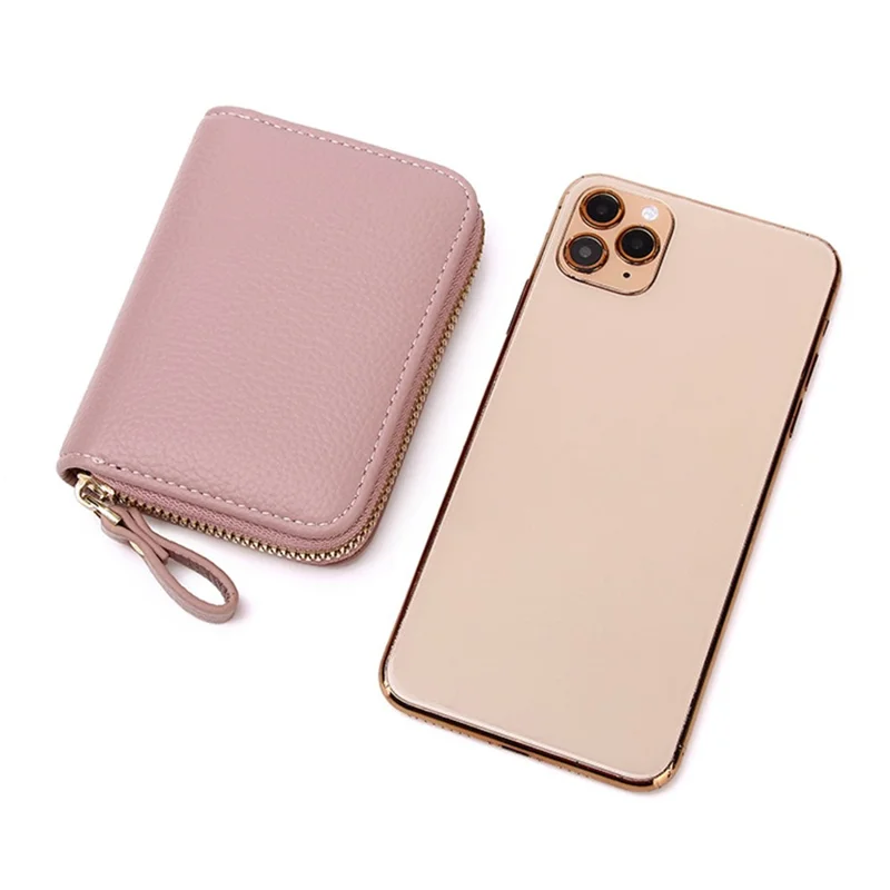 RFID Blocking Card Holder Wallet 9 Card Slots Accordion Design Anti Theft Credit Card Organizer with Zipper - Red