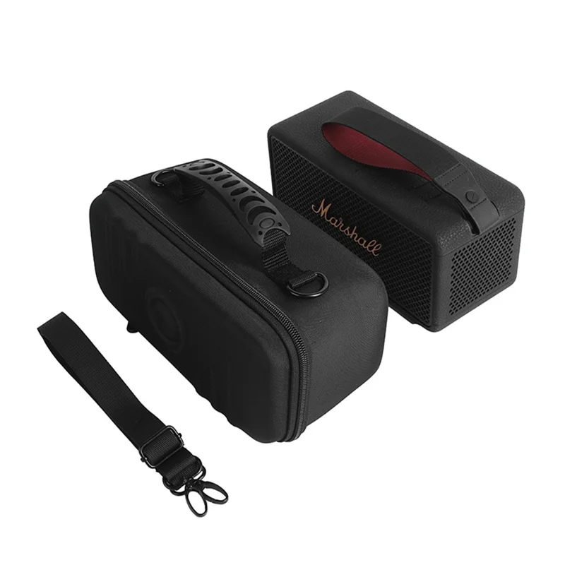 For Marshall Middleton II Speaker Storage Bag Hard EVA Shell with Shoulder Strap - Black / Grey Liner