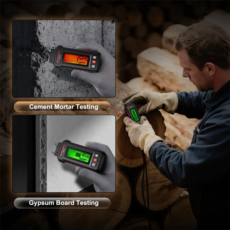 HABOTEST HT73 Wood Moisture Meter Digital Humidity Detector for Wood Paper Board (without Battery) - Black