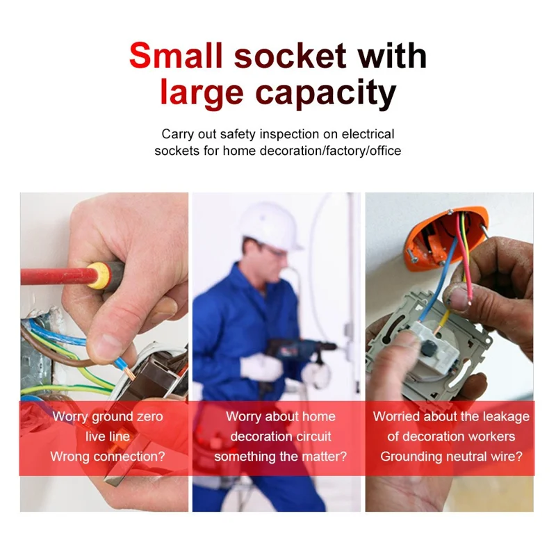 HABOTEST HT107D Socket Tester AC 90-250V RCD Test Socket Detector for Home Safety, EU Plug - Black