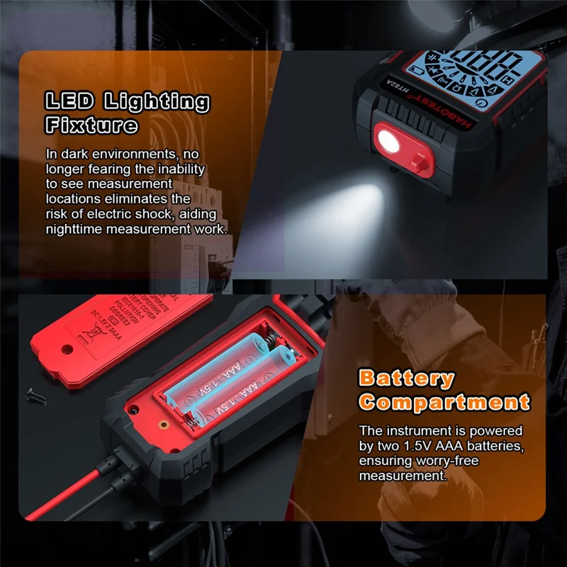 HABOTEST HT82A Multimetro Digitale Intelligente con Riconoscimento Automatico di Tensione CA/CC, Tester con Rilevamento NCV (senza Batteria) - Nero