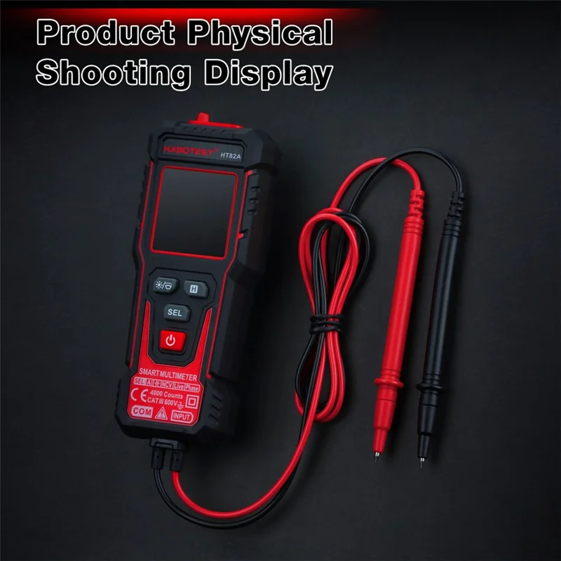 HABOTEST HT82A Multimetro Digitale Intelligente con Riconoscimento Automatico di Tensione CA/CC, Tester con Rilevamento NCV (senza Batteria) - Nero