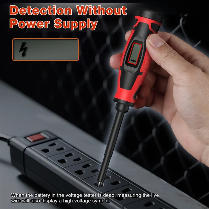 HAGOTEST HT95A Smart Voltage Tester Pen Digital Electric Screwdriver Non-Contact AC 6-390V Detector (without Battery) - Black / Red