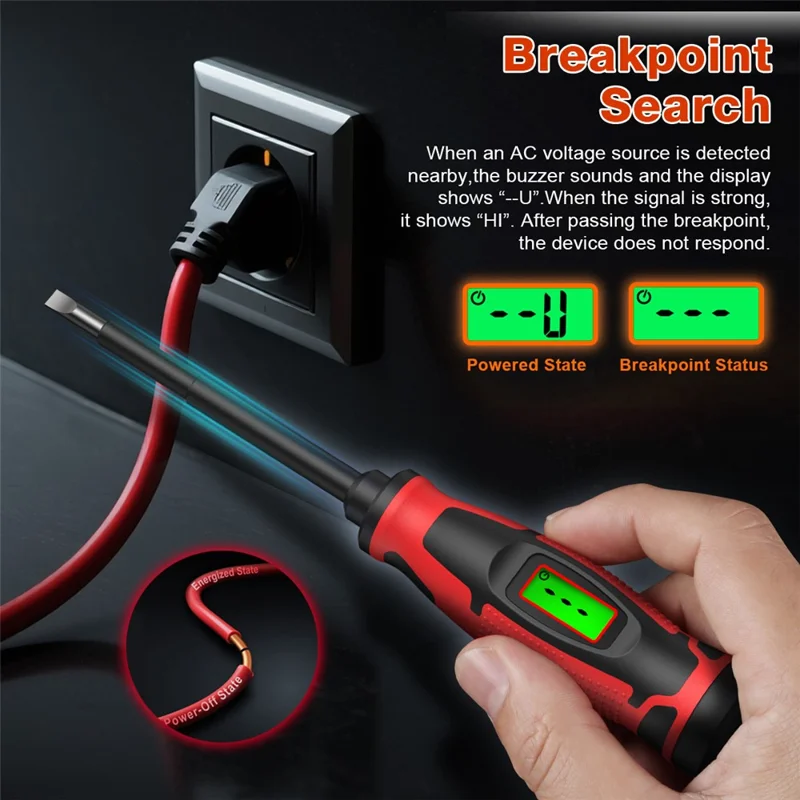 HAGOTEST HT95A Smart Voltage Tester Pen Digital Electric Screwdriver Non-Contact AC 6-390V Detector (without Battery) - Black / Red