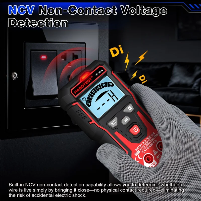 HABOTEST HT161A Multimetro Digitale Intelligente con Rilevazione NCV e di Cavi Attivi