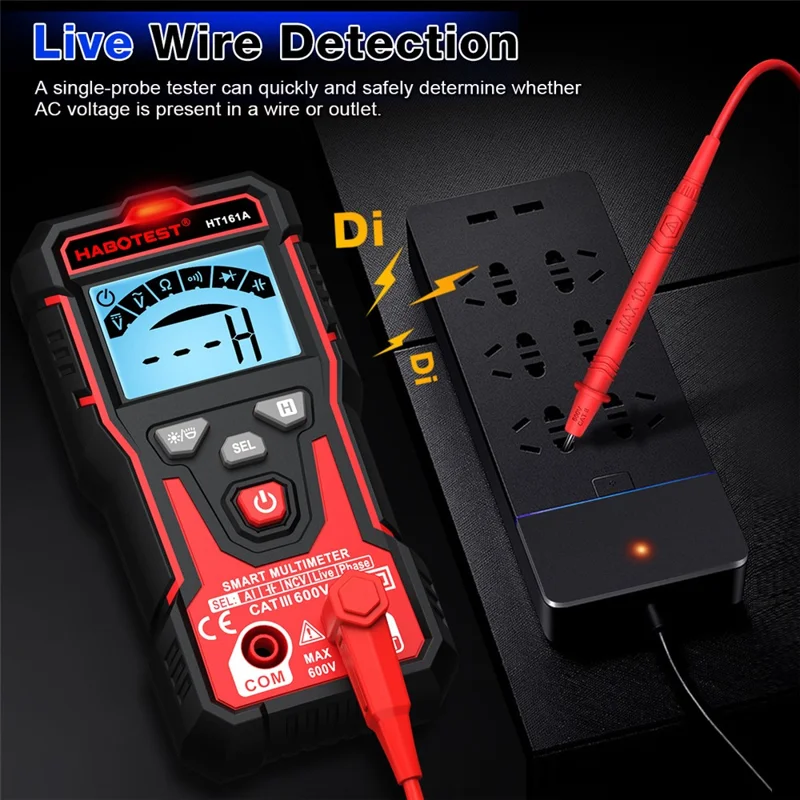 HABOTEST HT161A Multimetro Digitale Intelligente con Rilevazione NCV e di Cavi Attivi