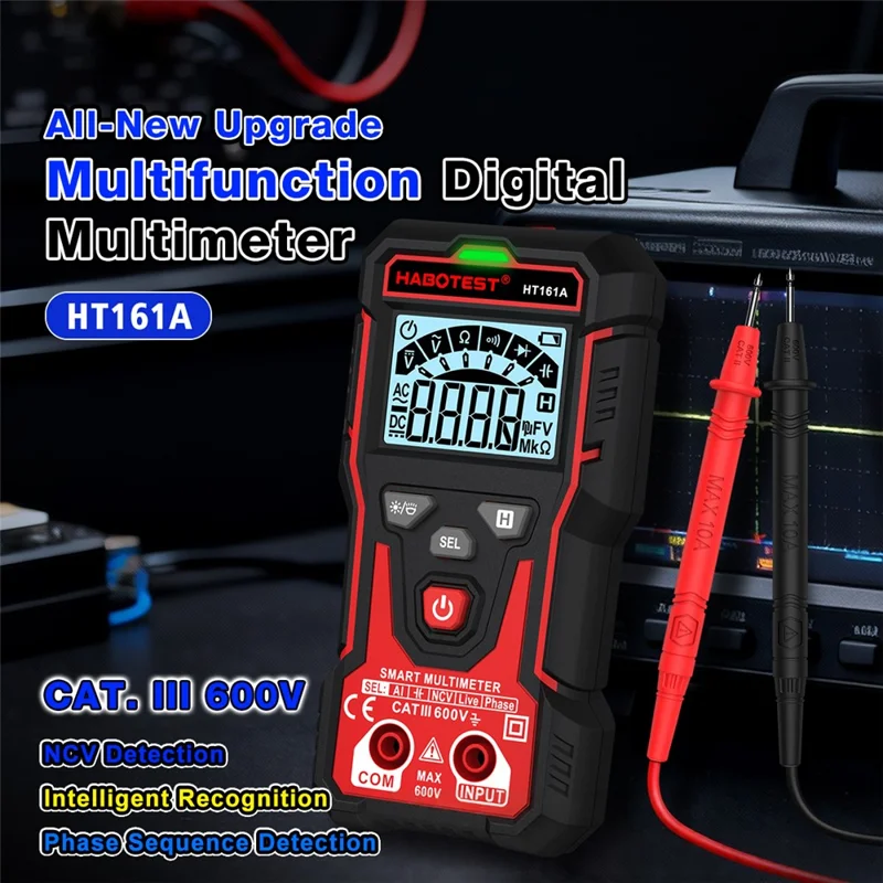 HABOTEST HT161A Multimetro Digitale Intelligente con Rilevazione NCV e di Cavi Attivi