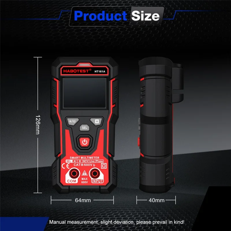 HABOTEST HT161A Multimetro Digitale Intelligente con Rilevazione NCV e di Cavi Attivi