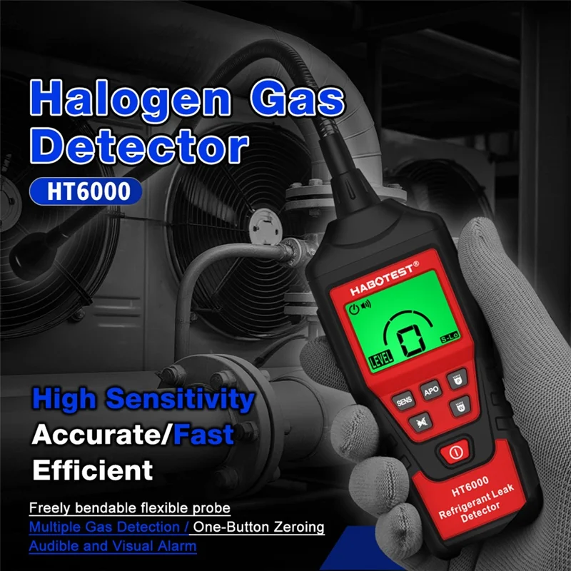 HABOTEST HT6000 Detektor Gazu Halogenowego 16 ppm Tester Wycieków Czynnika Chłodniczego o Wysokiej Czułości - Czarny / Czerwony