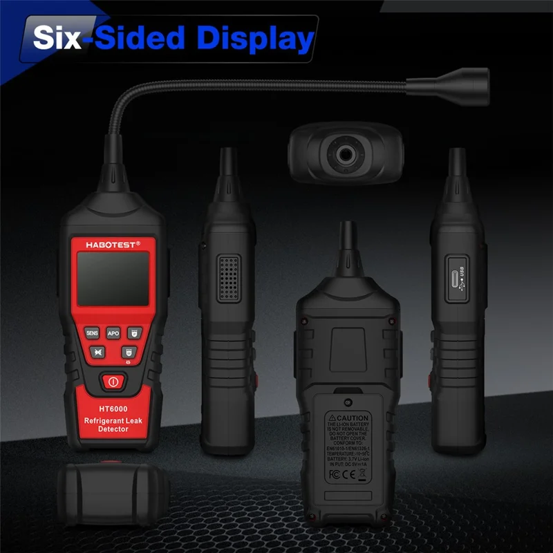 HABOTEST HT6000 Detektor Gazu Halogenowego 16 ppm Tester Wycieków Czynnika Chłodniczego o Wysokiej Czułości - Czarny / Czerwony