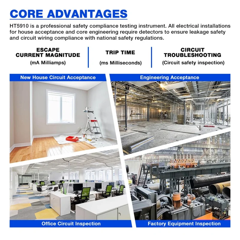 HABOTEST HT5910 RCD Loop Resistance Tester 4.7inch LCD Digital 1000V CAT III Tester (without Battery) - Black / Red