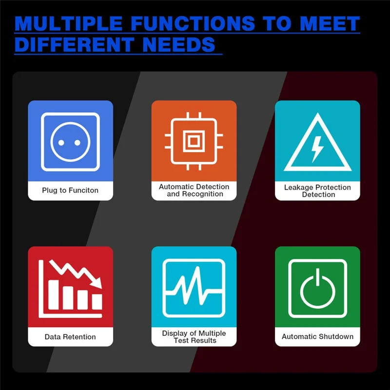 HABOTEST HT97D Medidor Digital de Tomadas Multímetro Detector de Sequência de Fase e de Fugas RCD para Eletricidade - Preto