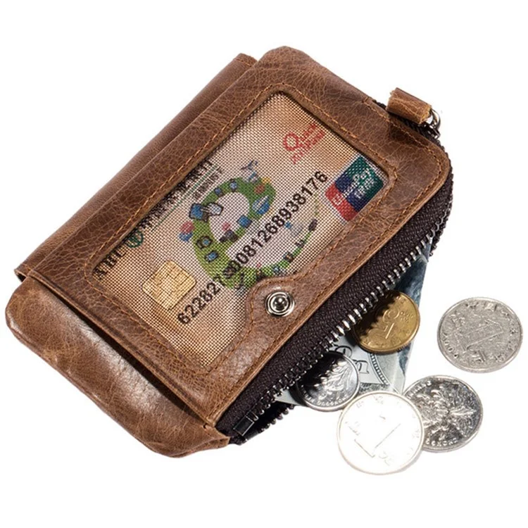 Bullcaptain 01 Vertical Top Layer Cowhide Men Men Portefeuille Détachable Pocket Pocket Design Coins Cartes Cash Haters - Brun
