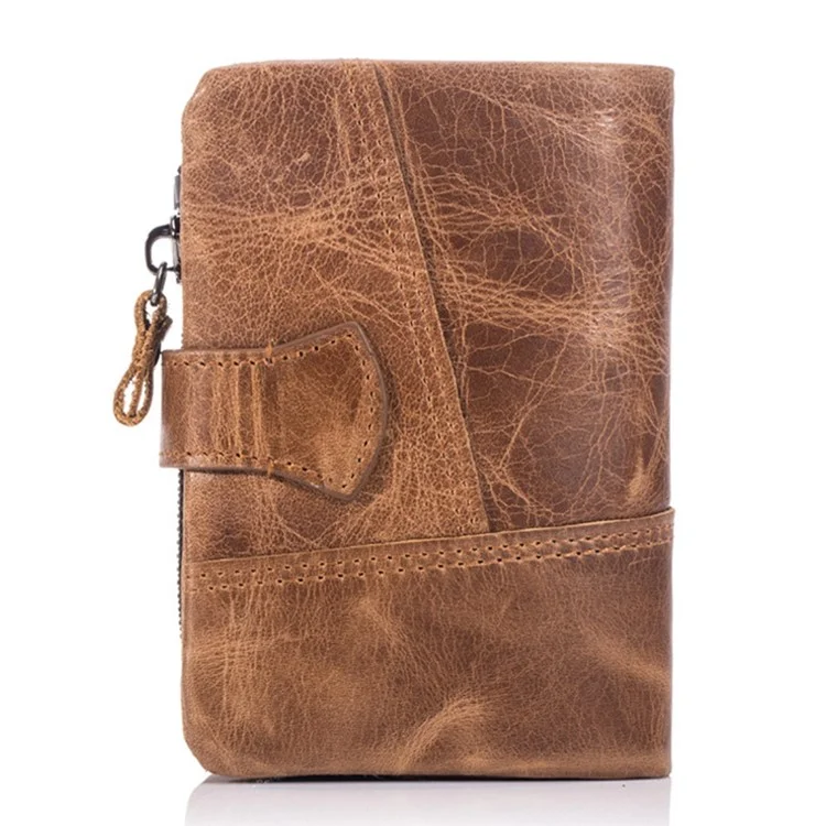 Bullcaptain 01 Vertical Top Layer Cowhide Men Men Portefeuille Détachable Pocket Pocket Design Coins Cartes Cash Haters - Brun