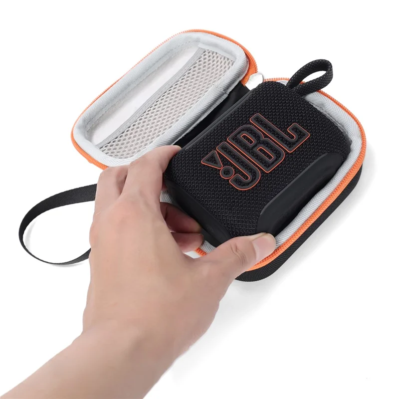 Funda portátil de EVA para JBL Go 5, bolsa de almacenamiento rígida compatible con Bluetooth, estuche de transporte - Negro/Naranja