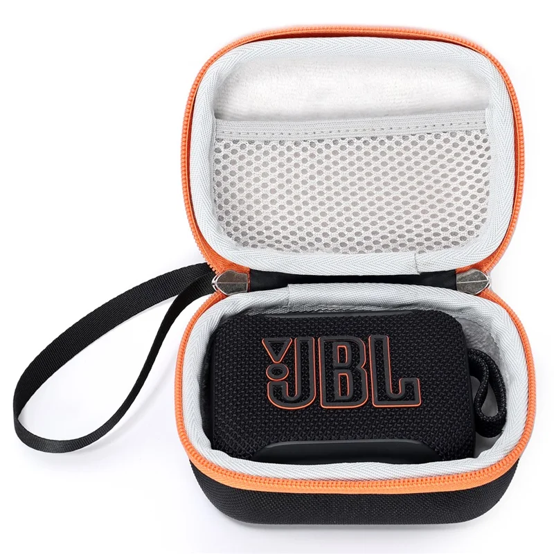 Funda portátil de EVA para JBL Go 5, bolsa de almacenamiento rígida compatible con Bluetooth, estuche de transporte - Negro/Naranja