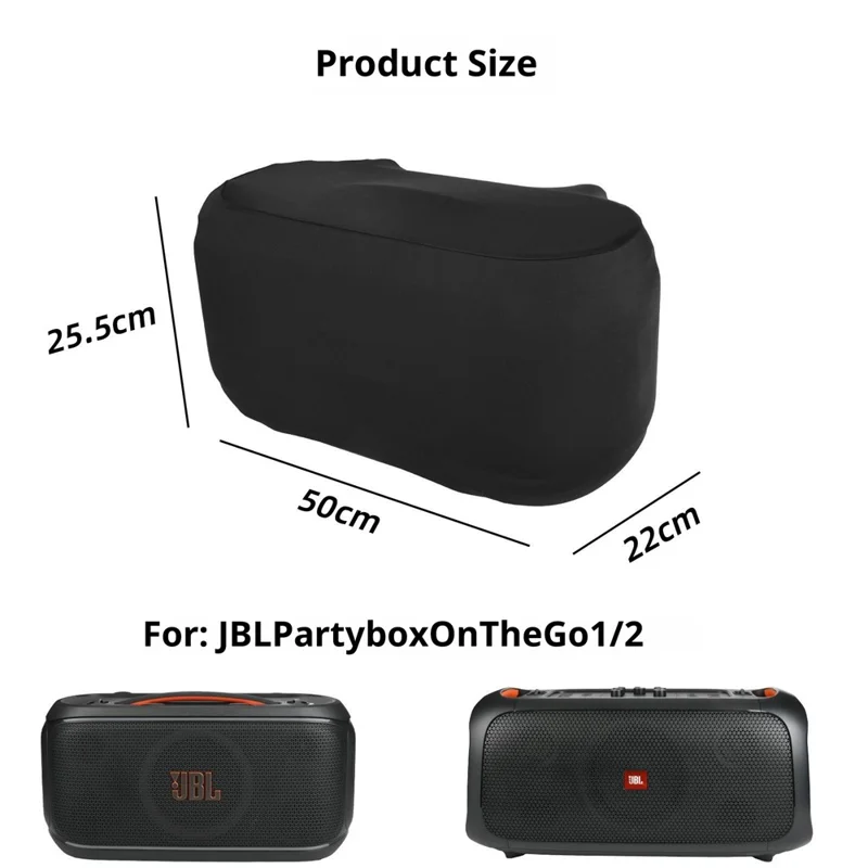 For JBL PartyBox On-The-Go 2 / on-The-Go Dustproof Cover Lycra Fabric Protective Speaker Cover - Black
