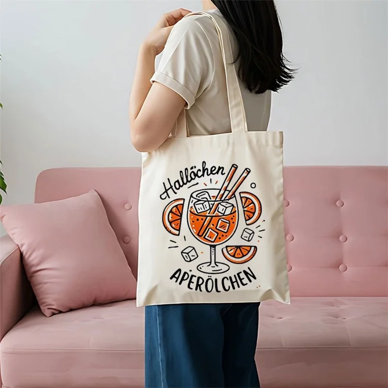 35x39cm Large Capacity Canvas Tote Bag Multi-Functional Reusable Printed Storage Shoulder Bag for Shopping Travel