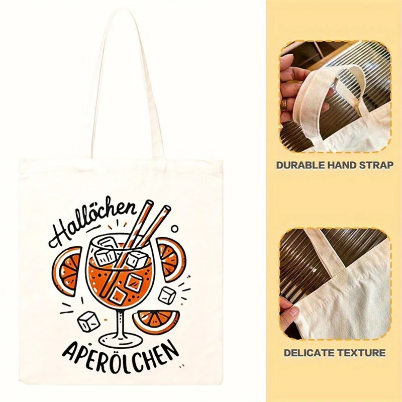 35x39cm Large Capacity Canvas Tote Bag Multi-Functional Reusable Printed Storage Shoulder Bag for Shopping Travel