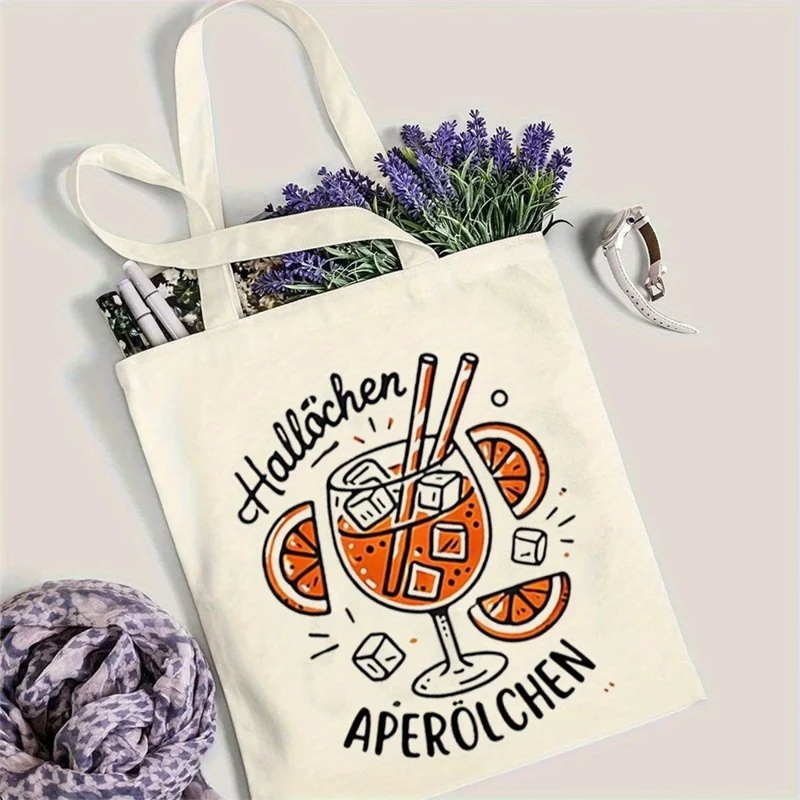 35x39cm Large Capacity Canvas Tote Bag Multi-Functional Reusable Printed Storage Shoulder Bag for Shopping Travel