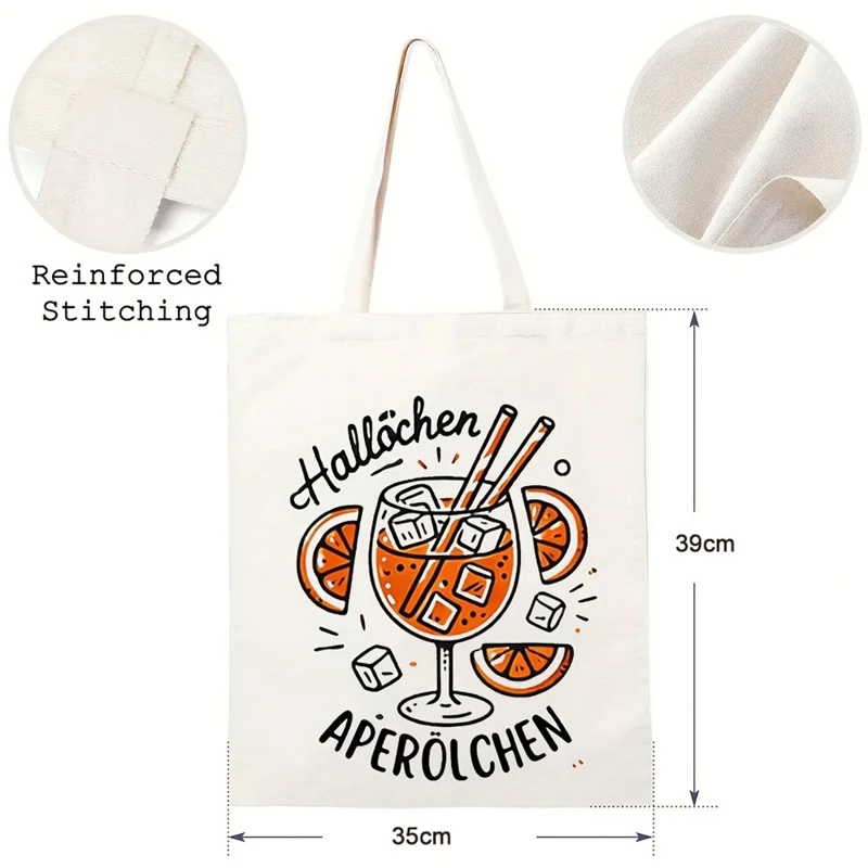 35x39cm Large Capacity Canvas Tote Bag Multi-Functional Reusable Printed Storage Shoulder Bag for Shopping Travel