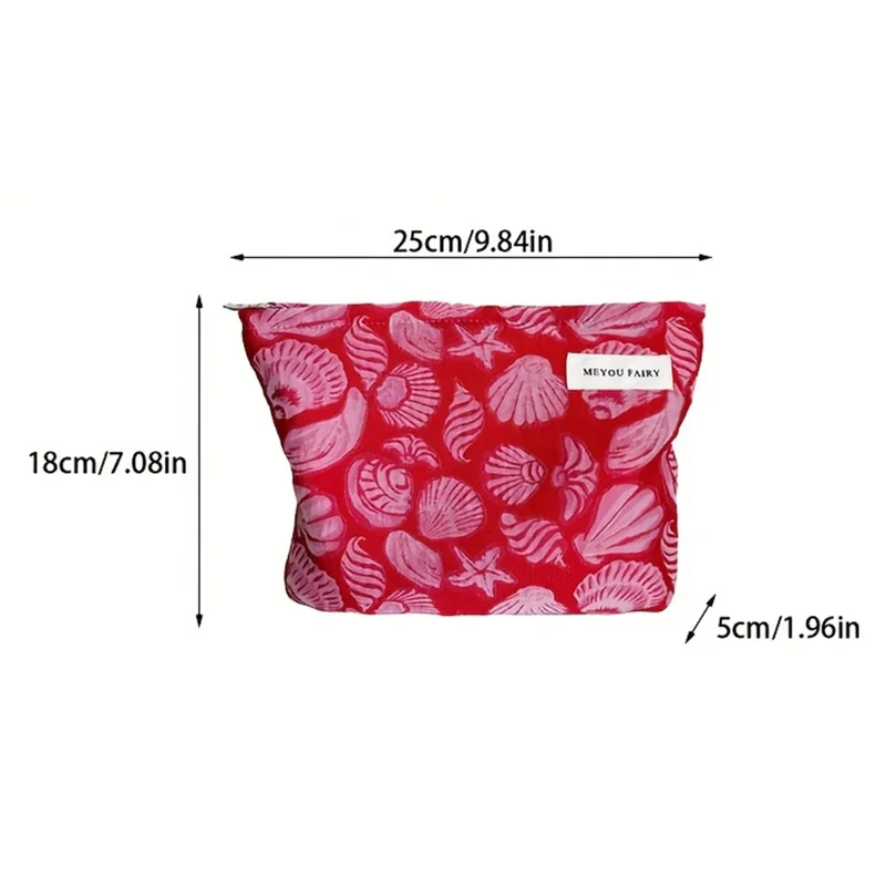 25x18cm große Kosmetiktasche Rot Muschel Seestern Muster Aufbewahrungsbeutel Reise Kosmetik Organizer